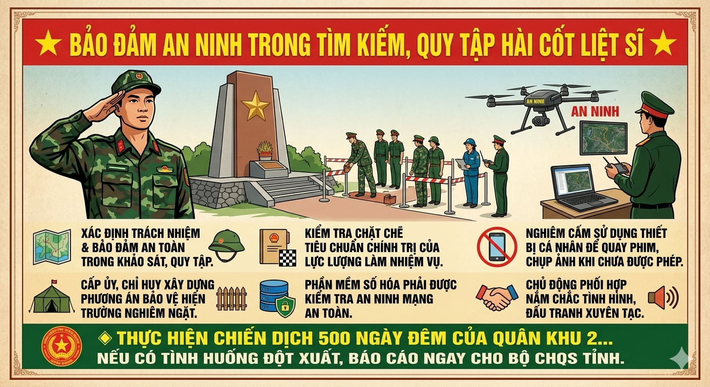 BẢO ĐẢM AN NINH TRONG TÌM KIẾM, QUY TẬP HÀI CỐT LIỆT SĨ 