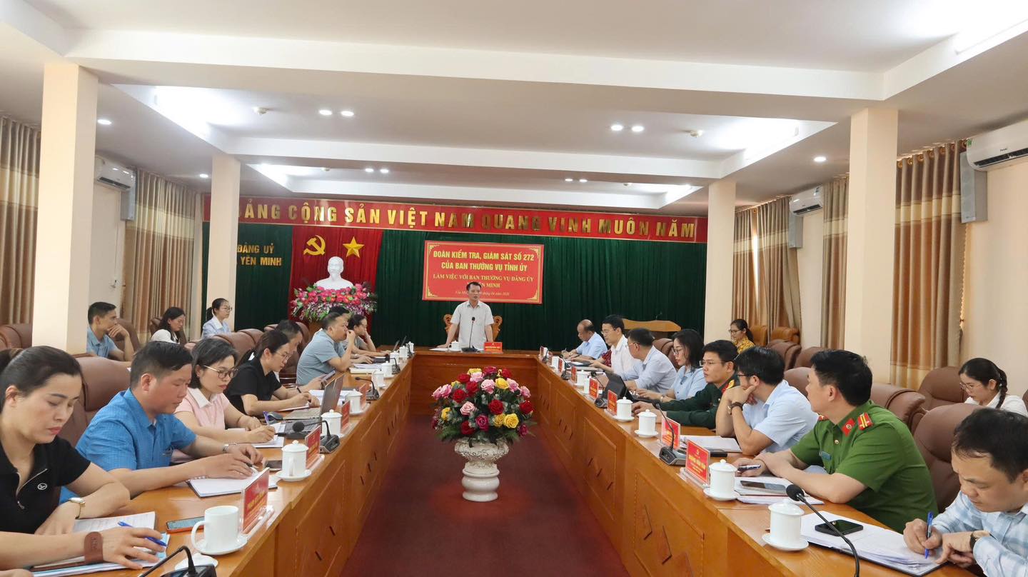 ĐOÀN KIỂM TRA, GIÁM SÁT SỐ 272 CỦA BAN THƯỜNG VỤ TỈNH ỦY LÀM VIỆC TẠI XÃ YÊN MINH