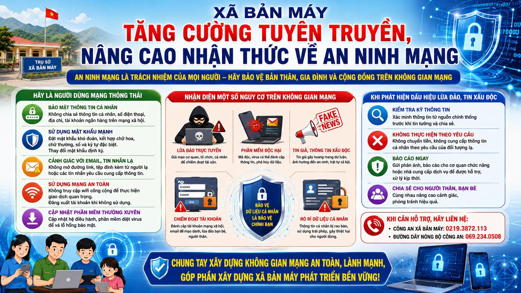 XÃ BẢN MÁY TĂNG CƯỜNG TUYÊN TRUYỀN, NÂNG CAO NHẬN THỨC VỀ AN NINH MẠNG