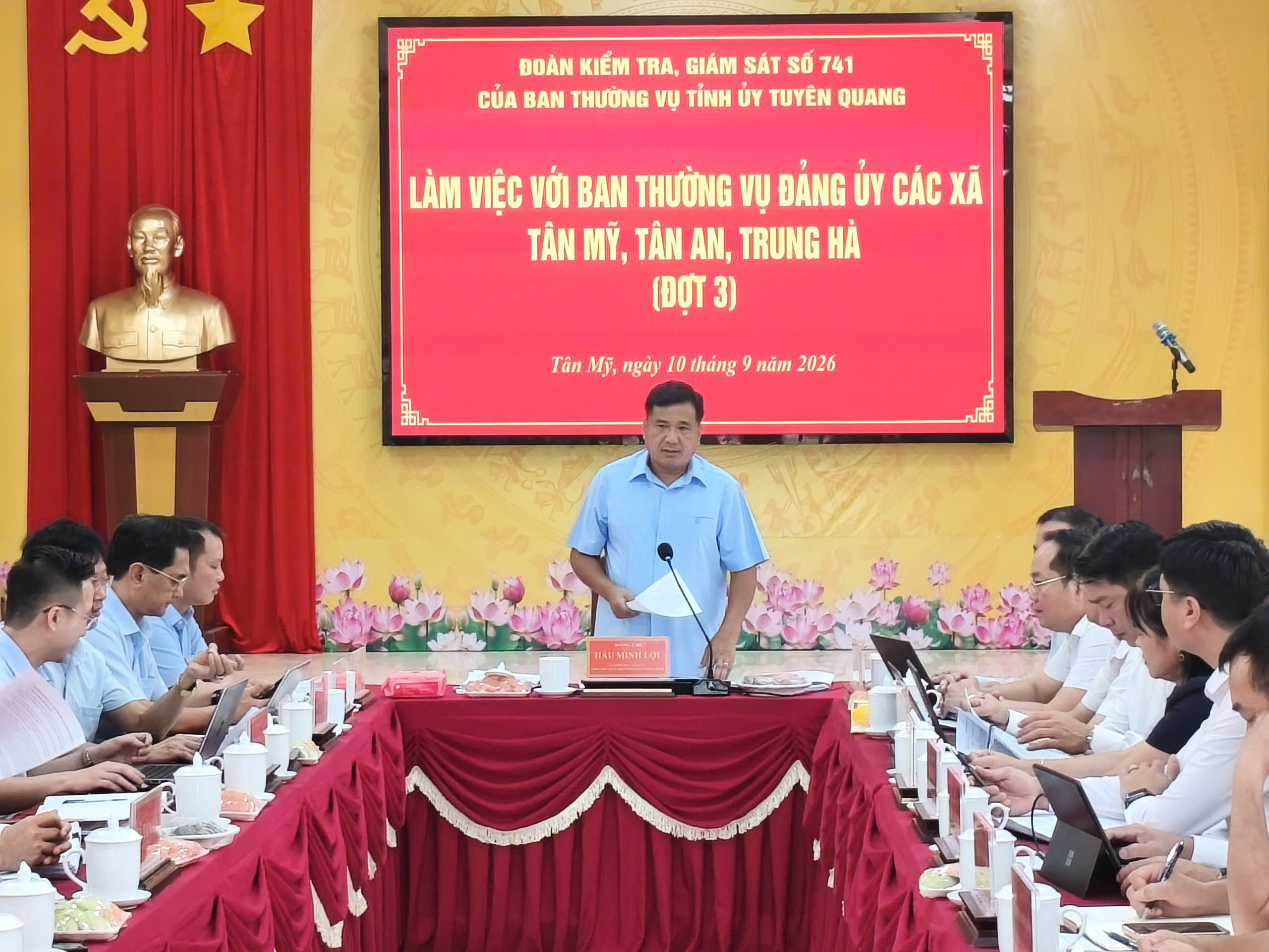 ĐOÀN KIỂM TRA, GIÁM SÁT SỐ 741 CỦA BAN THƯỜNG VỤ TỈNH ỦY LÀM VIỆC VỚI BAN THƯỜNG VỤ ĐẢNG ỦY CÁC XÃ TÂN MỸ, TÂN AN, TRUNG HÀ