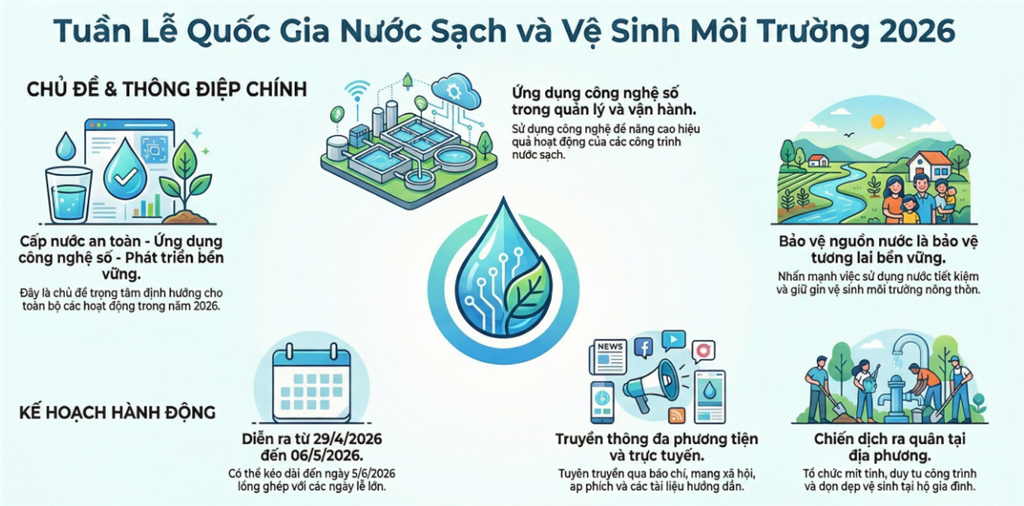 Hưởng ứng Tuần lễ Quốc gia Nước sạch và Vệ sinh môi trường nông thôn năm 2026