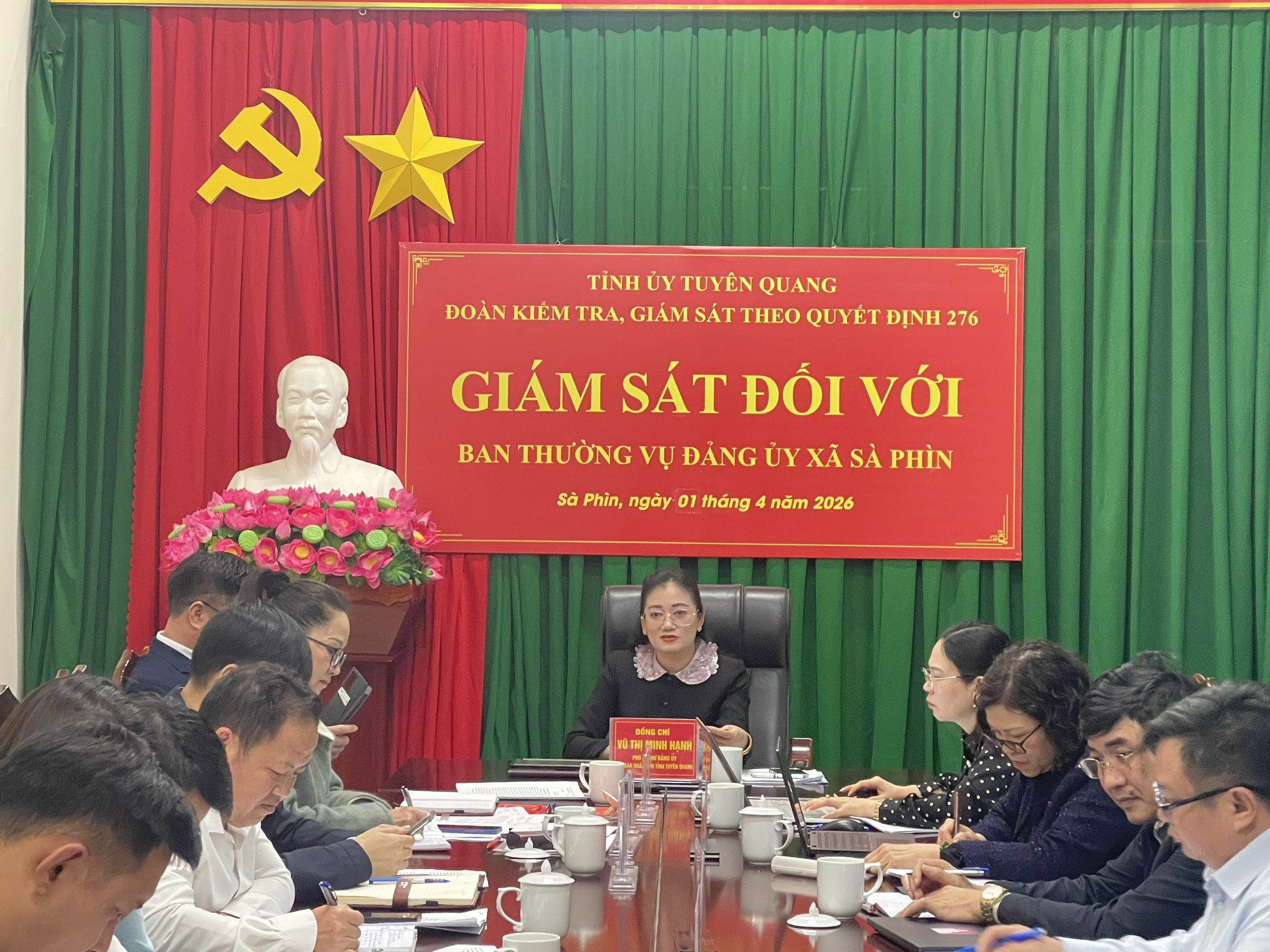 ĐOÀN KIỂM TRA, GIÁM SÁT THEO QUYẾT ĐỊNH SỐ 276-QĐ/TU LÀM VIỆC TẠI XÃ SÀ PHÌN