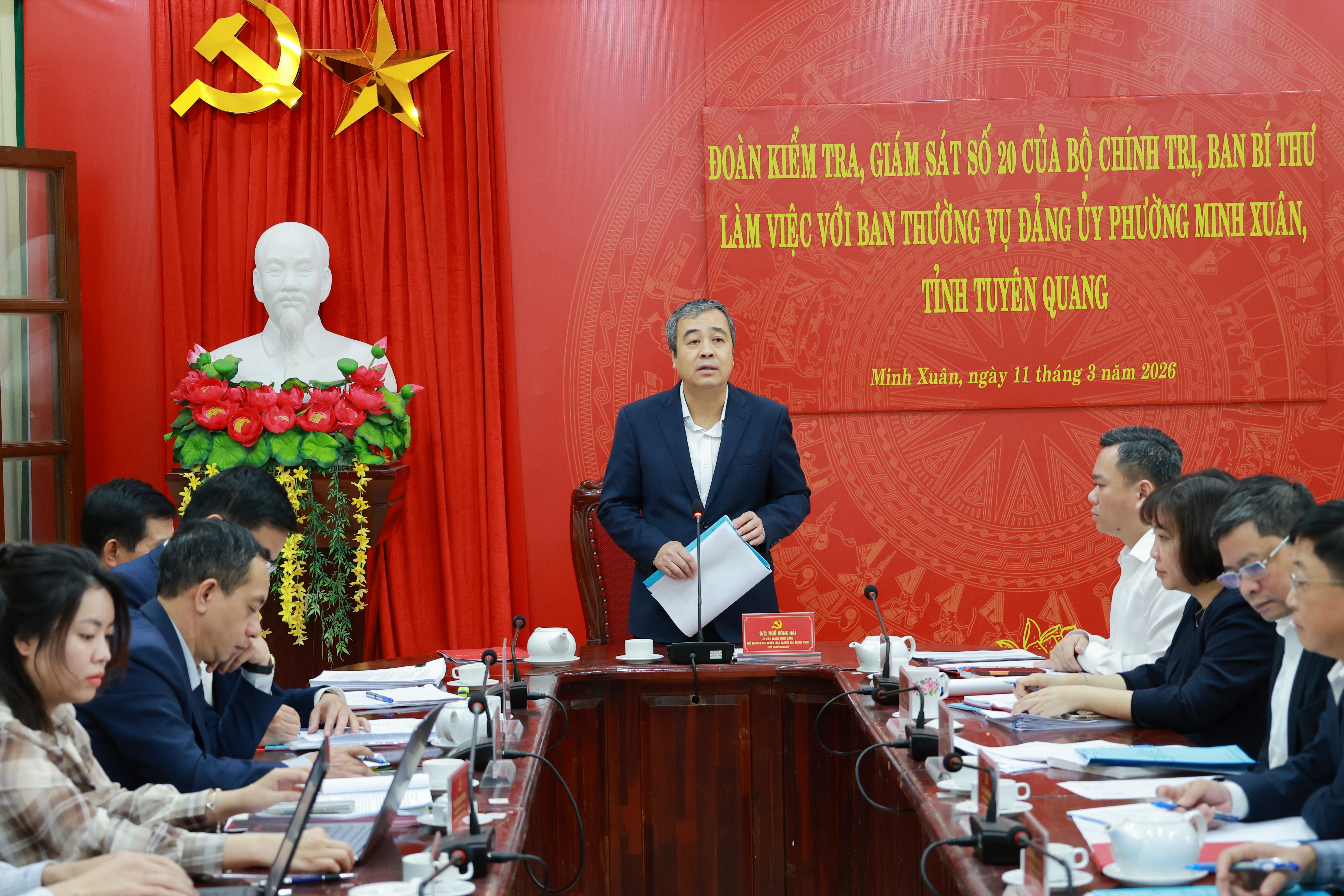 Đoàn kiểm tra, giám sát của Bộ Chính trị, Ban Bí thư làm việc với Ban Thường vụ Đảng ủy phường Minh Xuân