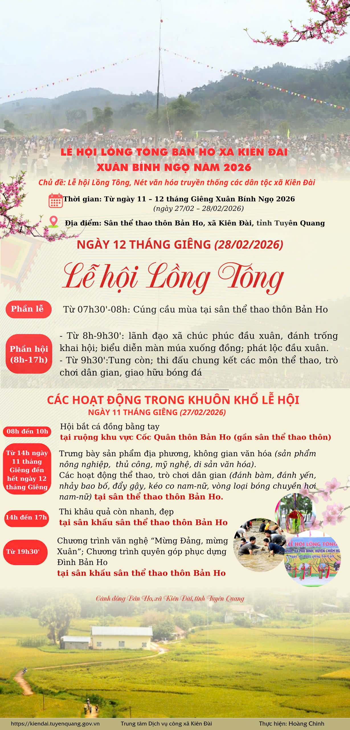 Infographic: Lễ hội Lồng tông Bản Ho xã Kiên Đài Xuân Bính Ngọ năm 2026