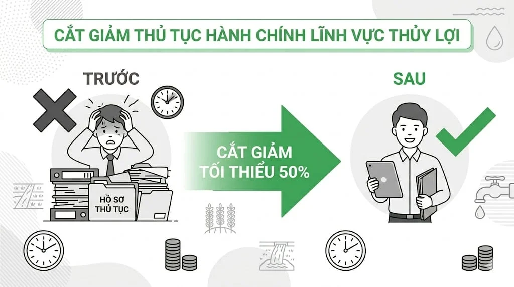 Giảm 50% thời gian, chi phí thực hiện thủ tục hành chính về thủy lợi
