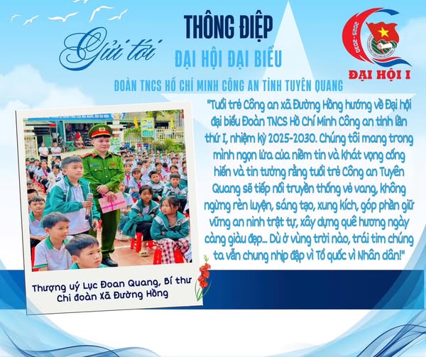 THÔNG ĐIỆP TUỔI TRẺ CÔNG AN TUYÊN QUANG GỬI TỚI ĐẠI HỘI