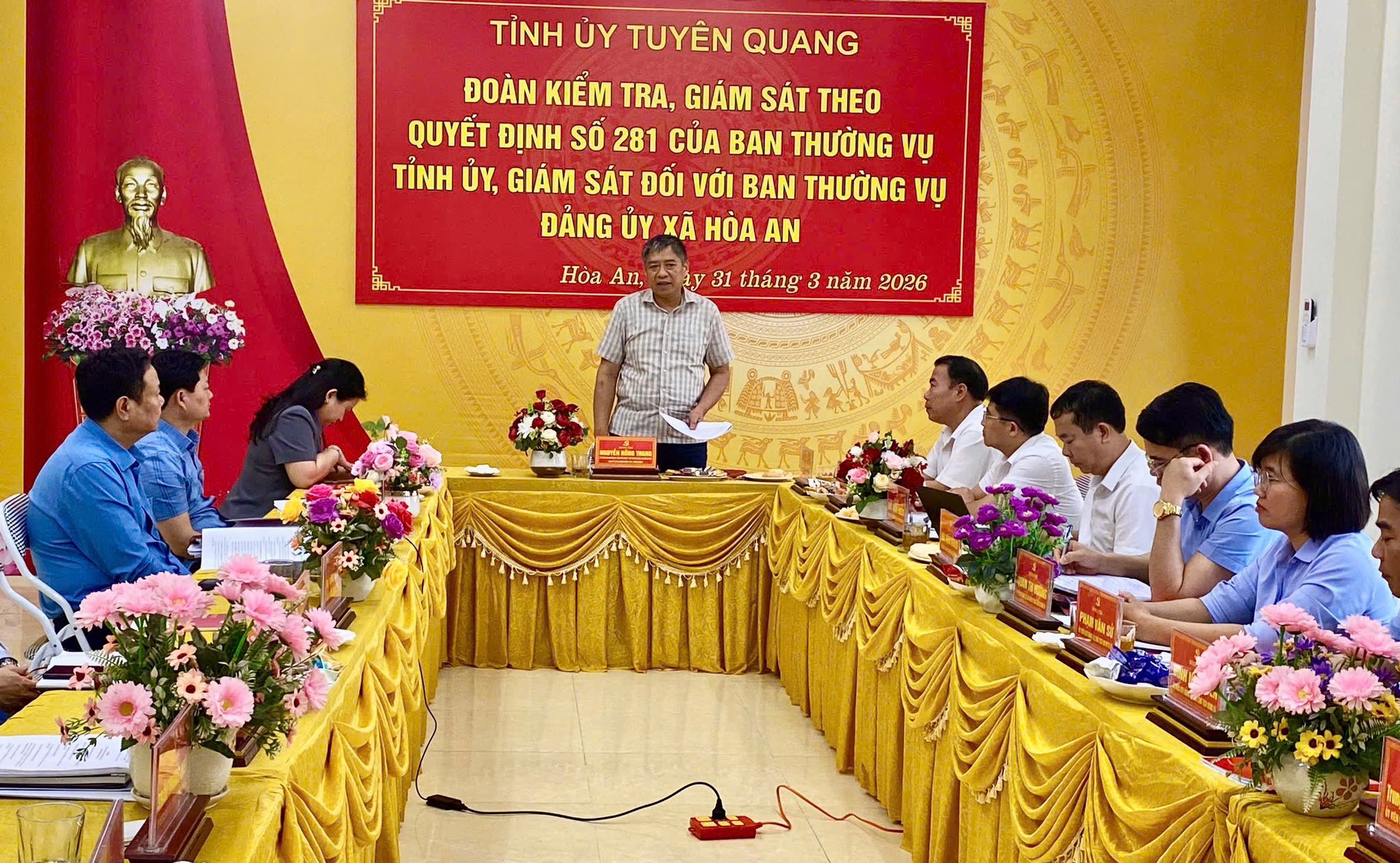 Đoàn kiểm tra, giám sát năm 2026 của Ban Thường vụ Tỉnh ủy giám sát tại Ban Thường vụ Đảng ủy xã Hoà An.
