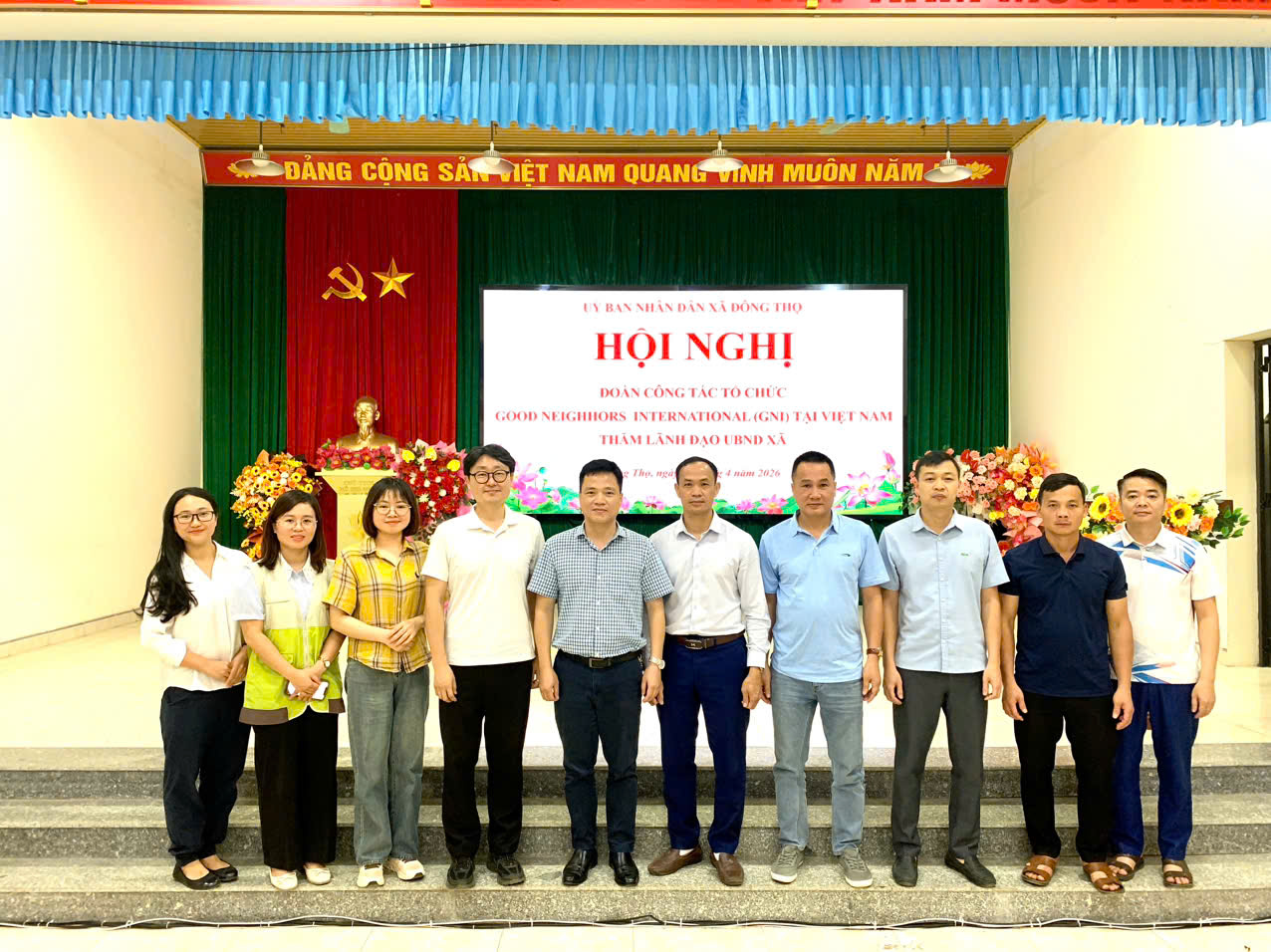 Tổ chức Good Neighbors International (GNI) thăm và làm việc với UBND xã Đông Thọ.