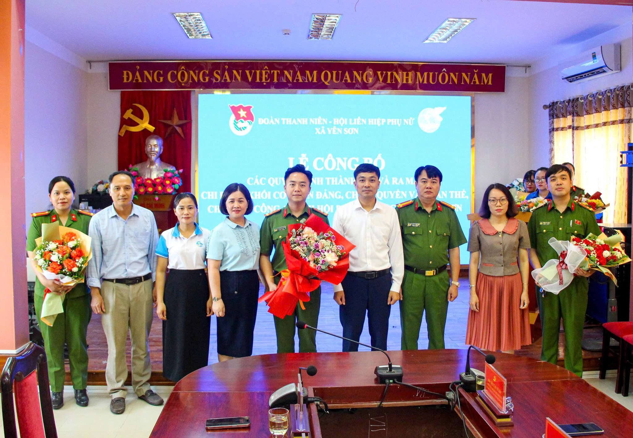 LỄ CÔNG BỐ QUYẾT ĐỊNH THÀNH LẬP CHI ĐOÀN, CHI HỘI PHỤ NỮ CÔNG AN XÃ YÊN SƠN
