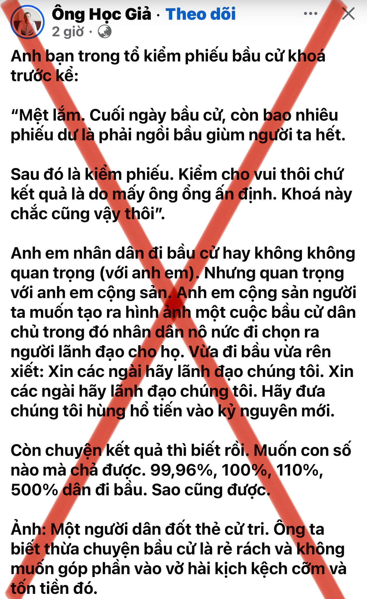 ĐỪNG LẤY LỜI ĐỒN VÔ CĂN ĐỂ XUYÊN TẠC BẦU CỬ Ở VIỆT NAM