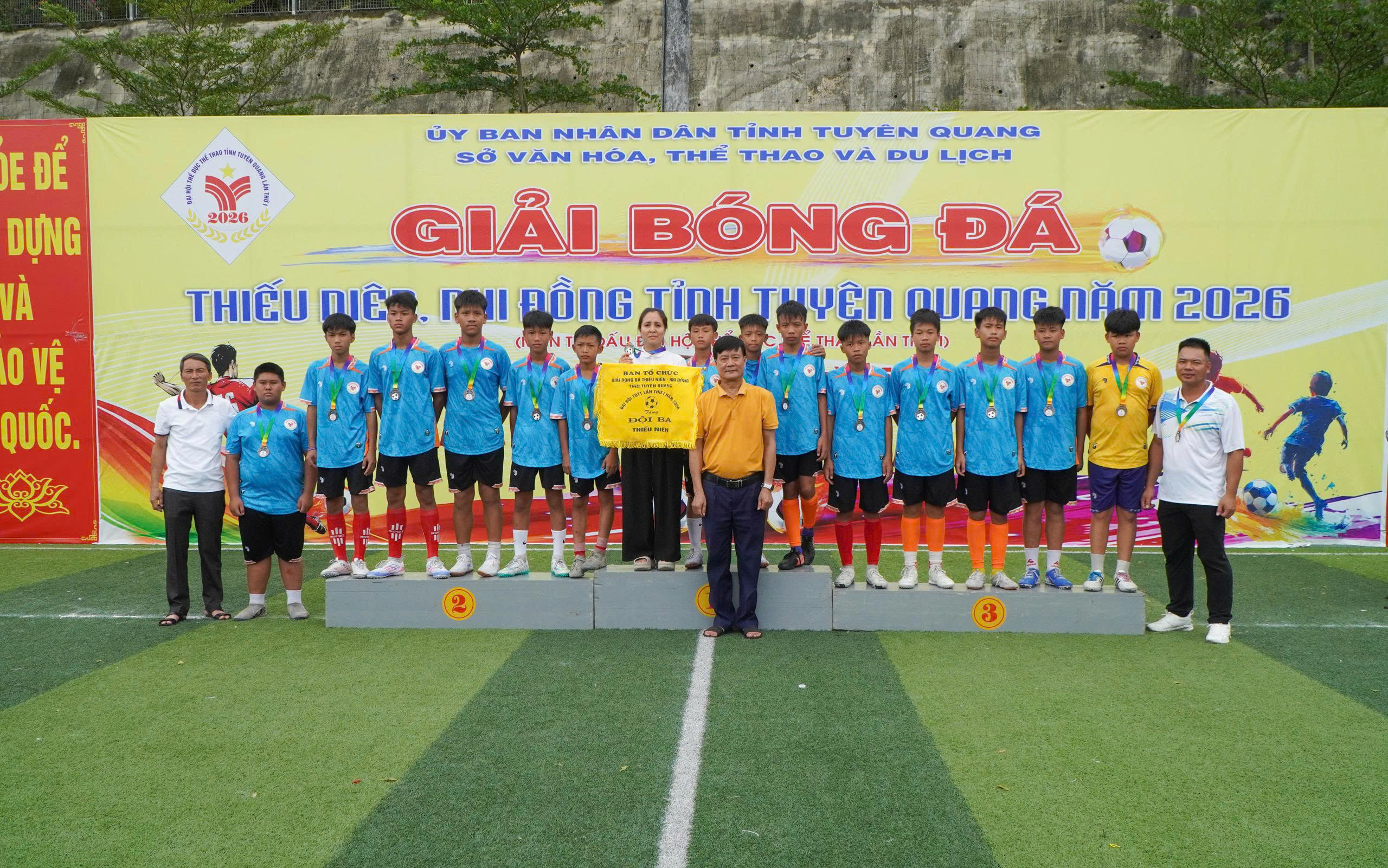 Đội bóng thiếu niên xã Sơn Dương giành huy chương đồng tại Giải bóng đá thiếu niên, nhi đồng tỉnh Tuyên Quang năm 2026