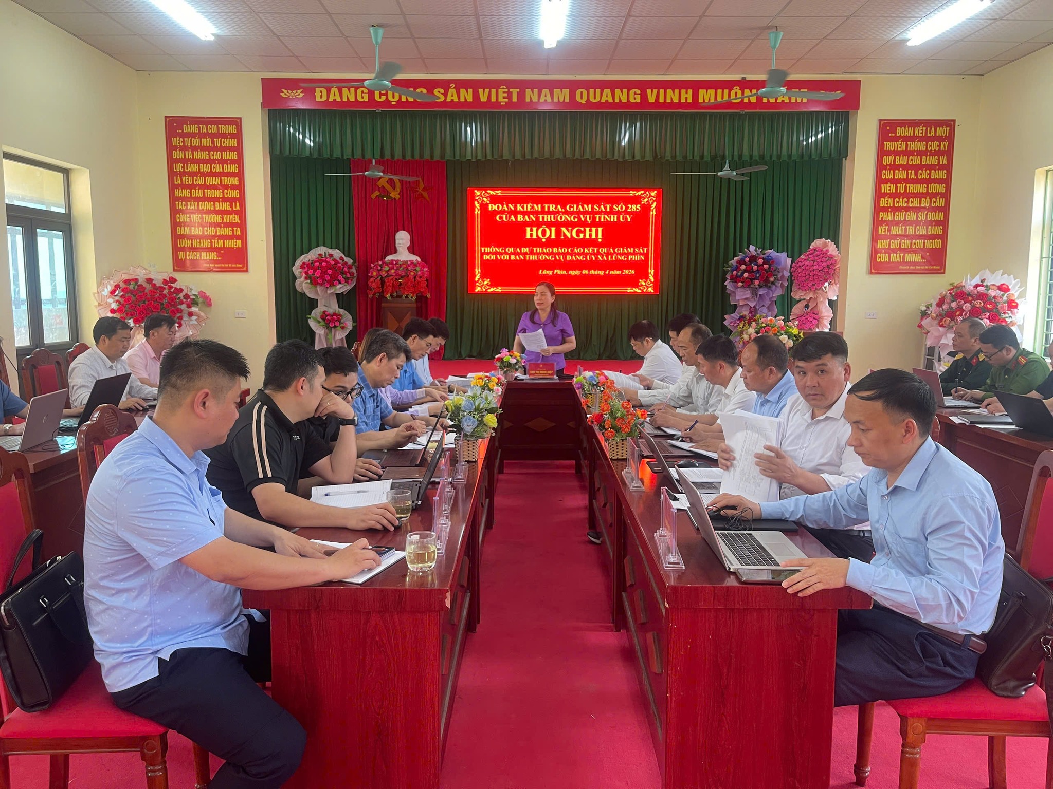 Đoàn kiểm tra, giám sát số 285 của Ban thường vụ Tỉnh ủy làm việc tại Lũng Phìn