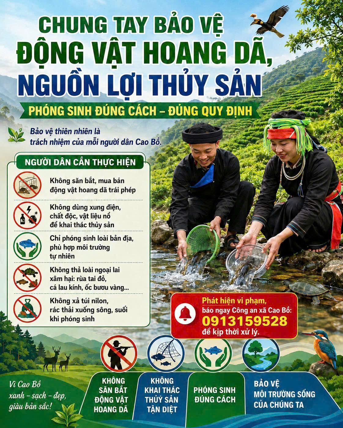 CAO BỒ CHUNG TAY BẢO VỆ ĐỘNG VẬT HOANG DÃ, NGUỒN LỢI THỦY SẢN - PHÓNG SINH ĐÚNG CÁCH 
