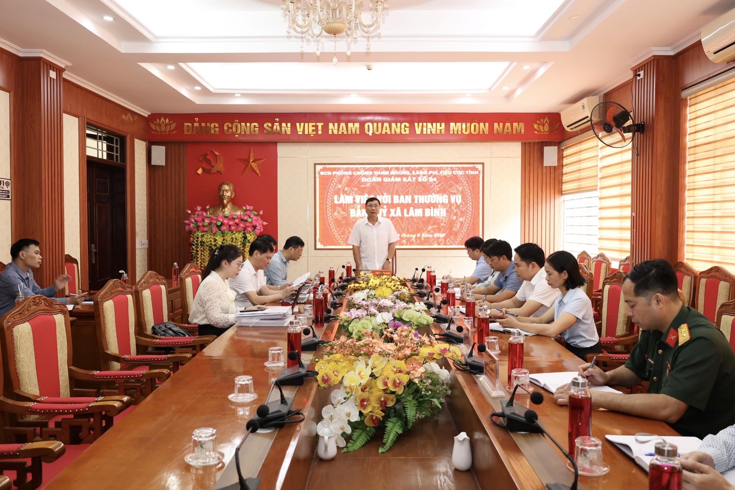 Đoàn giám sát số 04 Ban Chỉ đạo phòng, chống tham nhũng, lãng phí, tiêu cực tỉnh làm việc với Ban Thường vụ Đảng ủy xã Lâm Bình