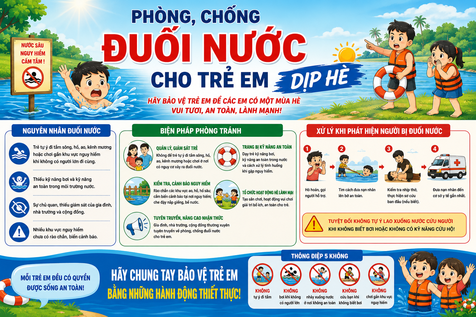 Tăng cường phòng, chống đuối nước cho trẻ em trong dịp hè