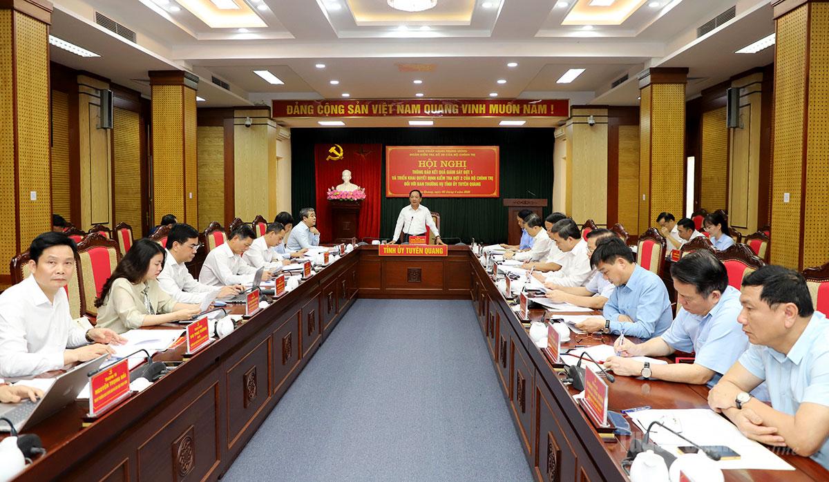 Đoàn kiểm tra số 20 của Bộ Chính trị làm việc với Ban Thường vụ Tỉnh ủy Tuyên Quang