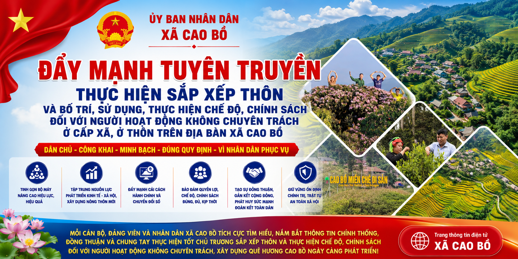 Xã Cao Bồ tăng cường tuyên truyền thực hiện sắp xếp thôn và chế độ, chính sách đối với người hoạt động không chuyên trách