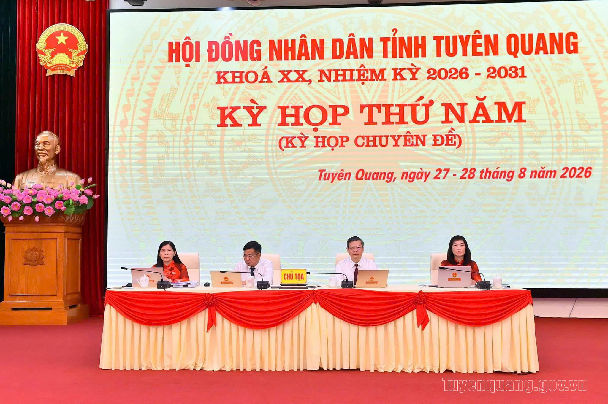 Khai mạc Kỳ họp thứ năm (kỳ họp chuyên đề) HĐND tỉnh khóa XX