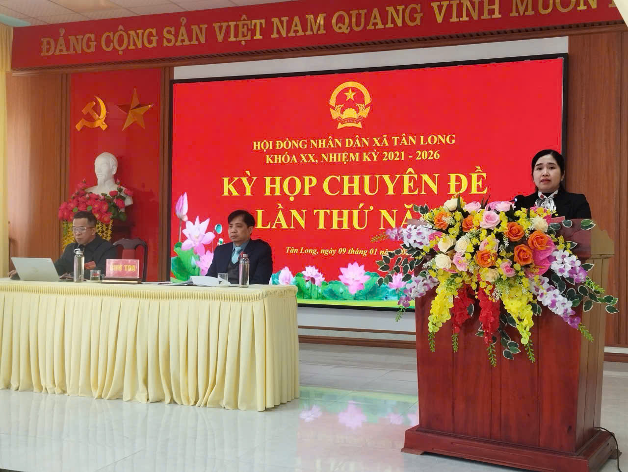 Hội đồng nhân dân xã Tân Long tổ chức kỳ họp chuyên đề lần thứ năm, nhiệm kỳ 2021-2026