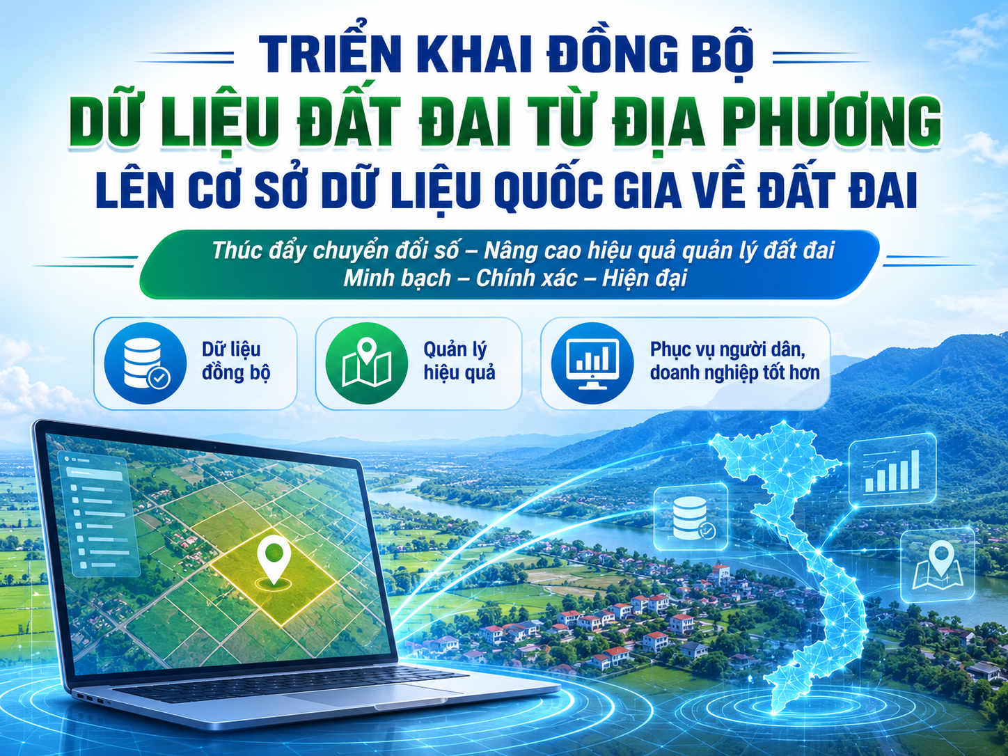 Triển khai đồng bộ dữ liệu đất đai từ địa phương lên Cơ sở d ữ liệu quốc gia về đất đai