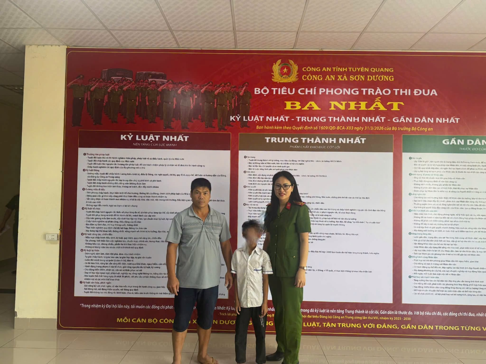CÔNG AN XÃ SƠN DƯƠNG KỊP THỜI HỖ TRỢ TRẺ EM ĐI LẠC, ĐƯA VỀ ĐOÀN TỤ VỚI GIA ĐÌNH