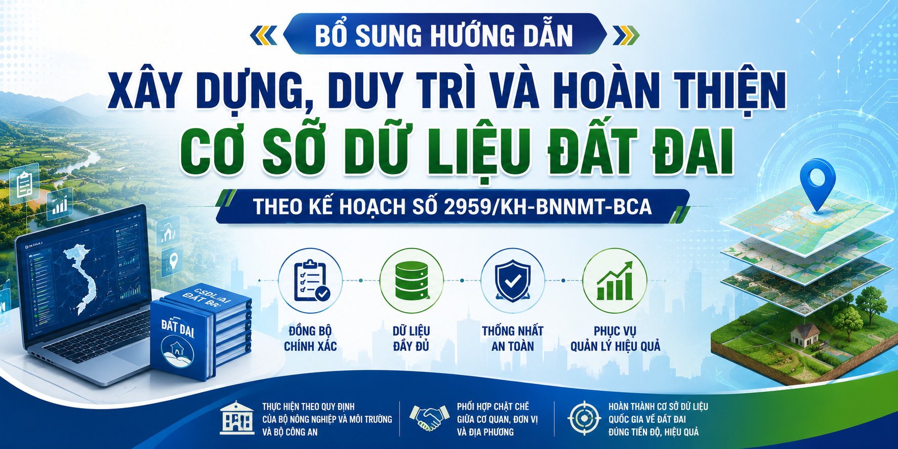 Bổ sung hướng dẫn xây dựng, duy trì và hoàn thiện cơ sở dữ liệu đất đai theo Kế hoạch số 2959/KH-BNNMT-BCA