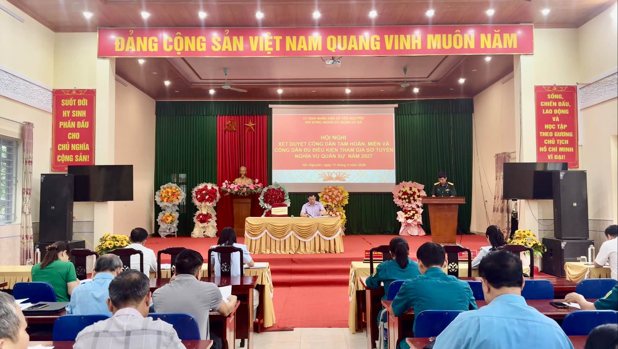 Hội nghị xét duyệt danh sách công dân tạm hoãn, miễn và đủ điều kiện tham gia sơ tuyển sức khỏe thực hiện nghĩa vụ quân sự năm 2027