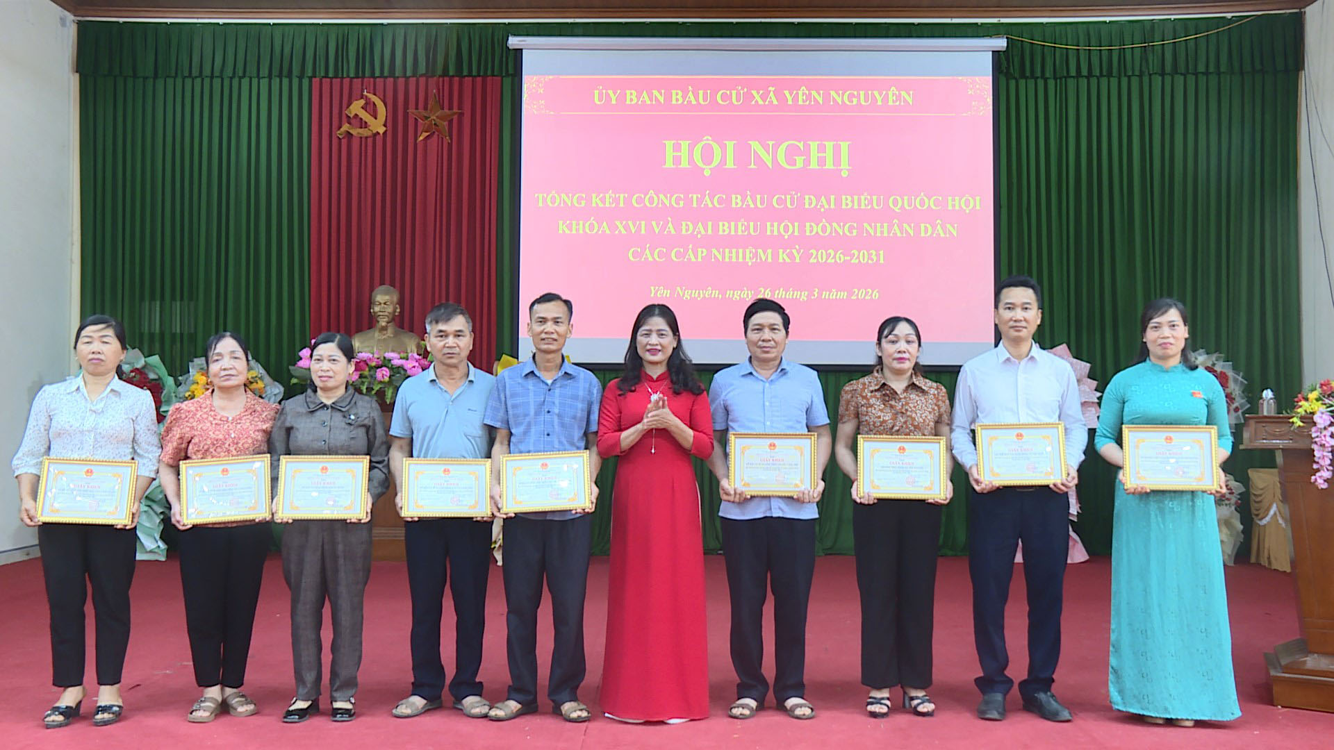 Xã Yên Nguyên tổ chức Hội nghị tổng kết công tác bầu cử đại biểu Quốc hội khoá XVI và đại biểu HĐND các cấp, nhiệm kỳ 2026 – 2031