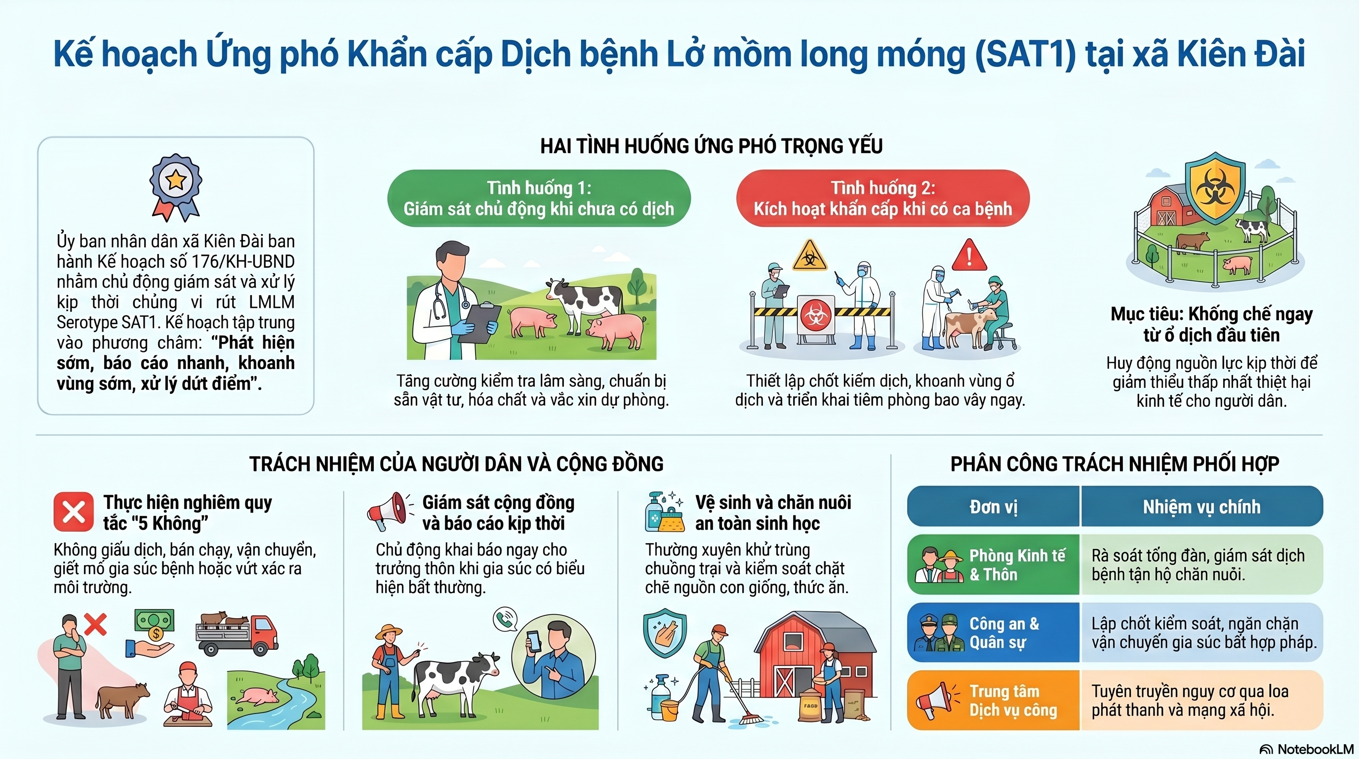 Kế hoạch ứng phó khẩn cấp với bệnh Lở mồm long móng do vi rút thuộc Serotype SAT1 trên địa bàn xã Kiên Đài
