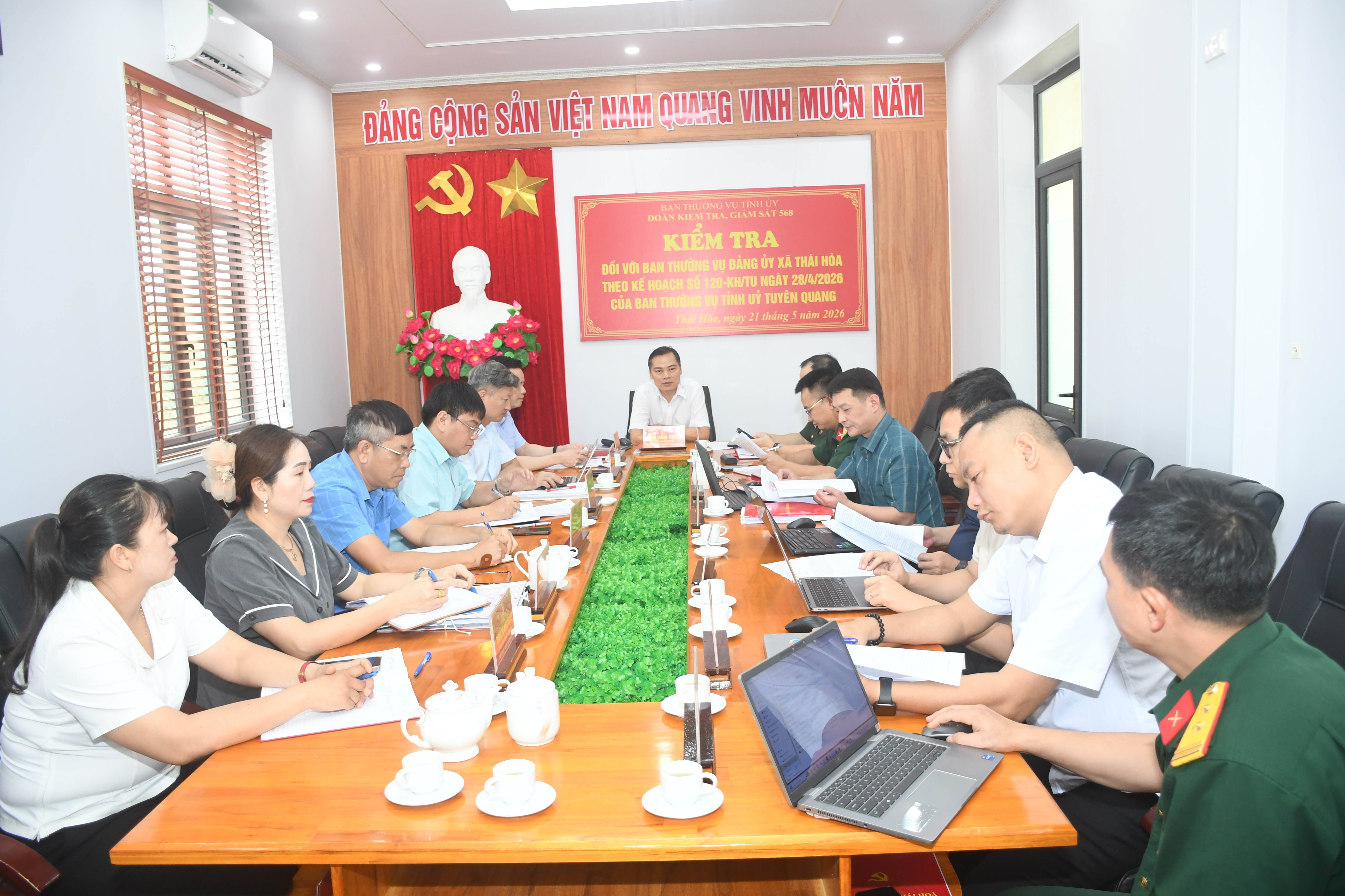 Đoàn kiểm tra, giám sát 568 của Ban Thường vụ Tỉnh ủy làm việc tại Thái Hòa.