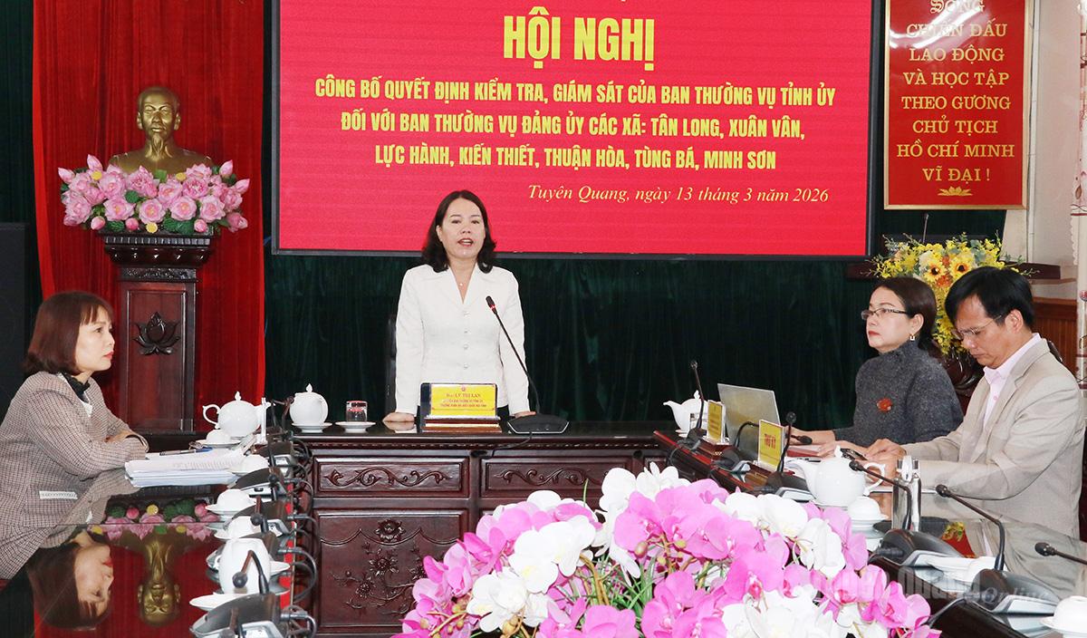 Công bố quyết định kiểm tra, giám sát đối với Ban Thường vụ Đảng ủy các xã