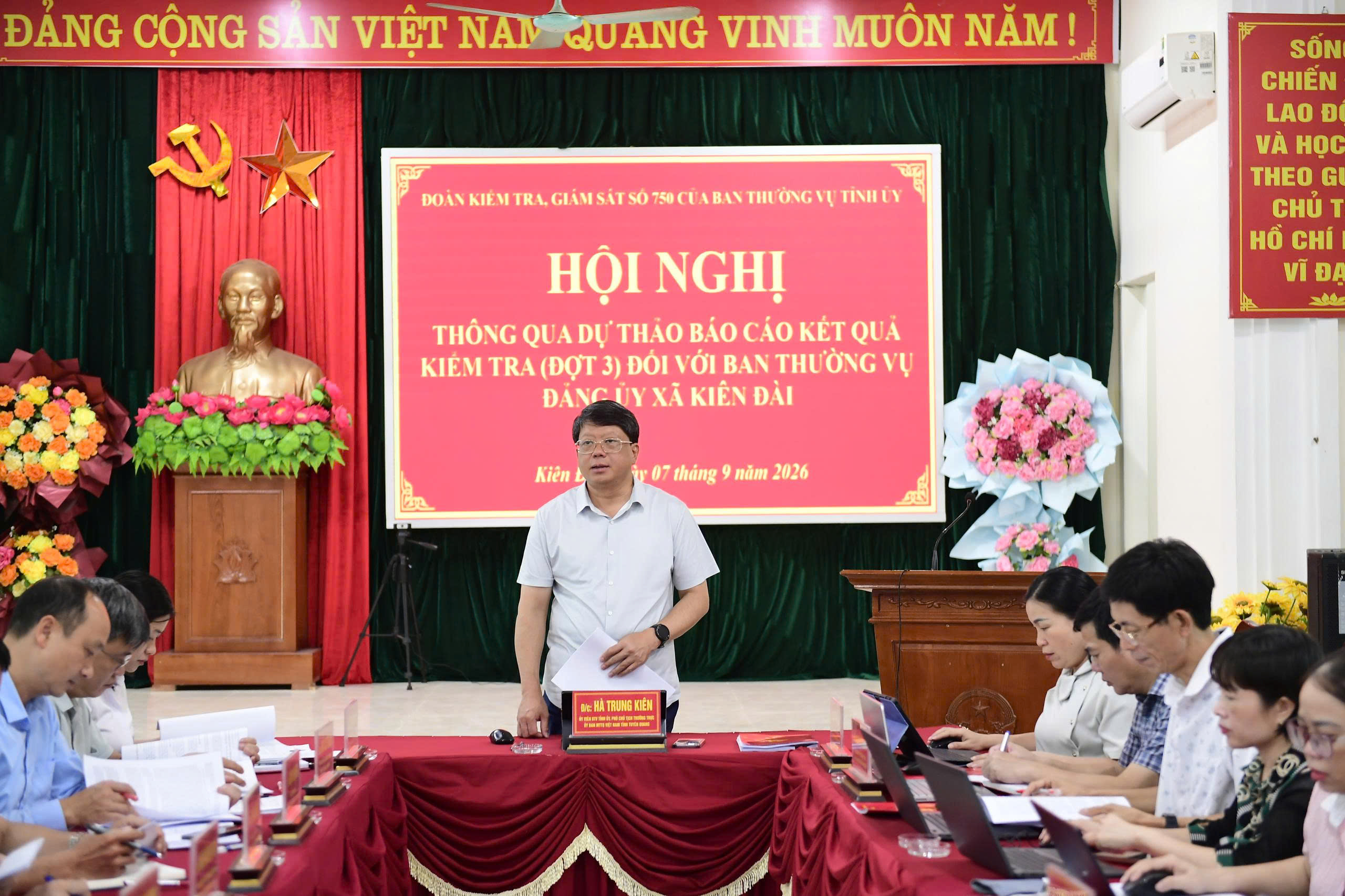Đoàn kiểm tra, giám sát số 750 của Ban Thường vụ Tỉnh ủy làm việc với Ban Thường vụ Đảng ủy xã Kiên Đài
