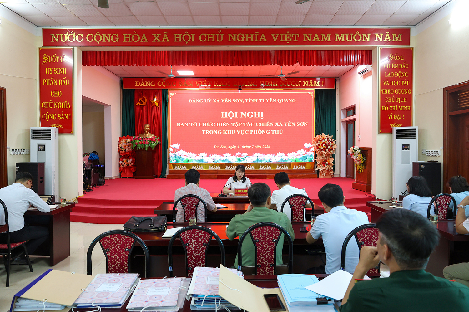 Hội nghị rà soát, đánh giá công tác chuẩn bị diễn tập tác chiến xã Yên Sơn trong khu vực phòng thủ năm 2026