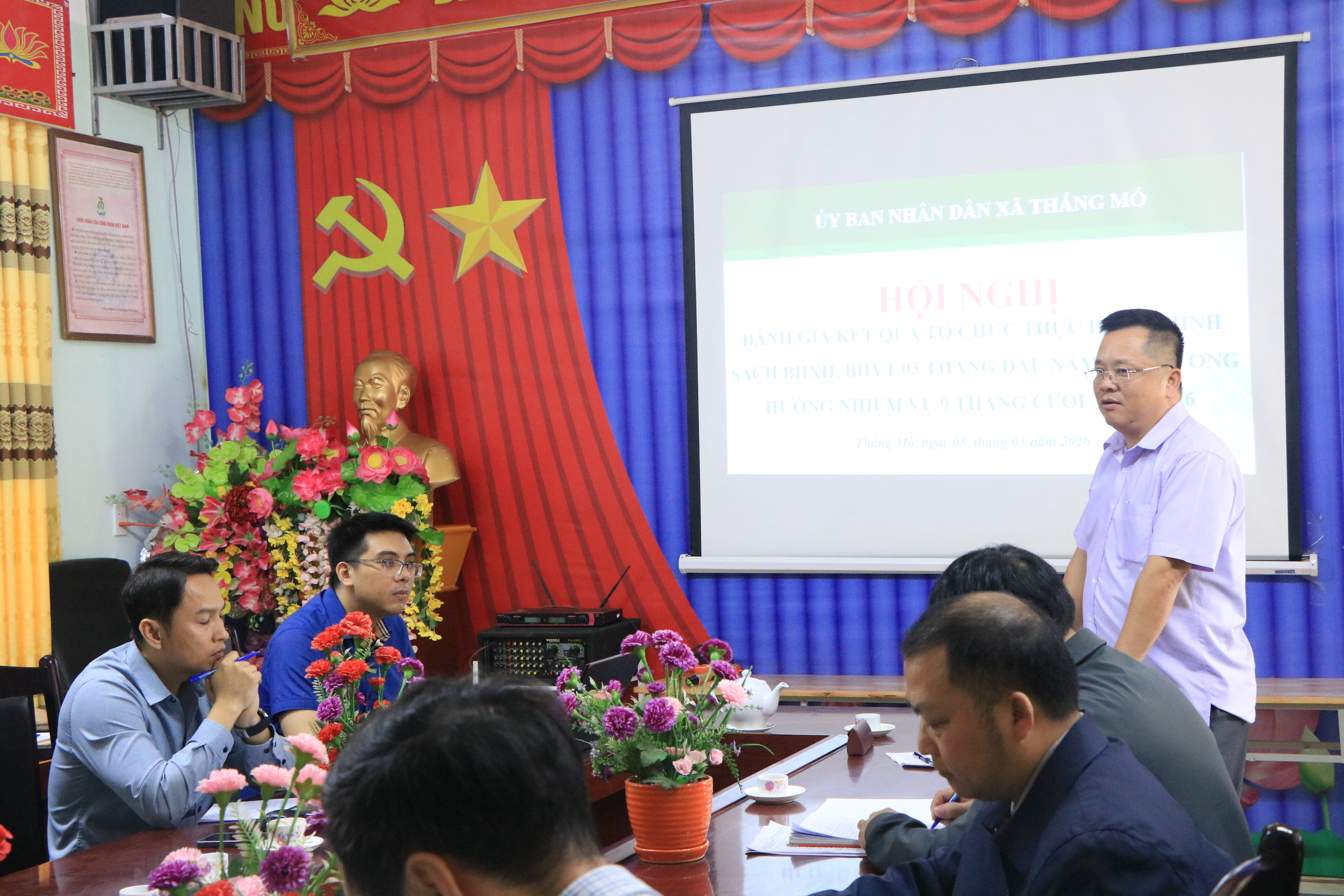 XÃ THẮNG MỐ PHỐI HỢP VỚI BHXH CƠ SỞ YÊN MINH ĐÁNH GIÁ KẾT QUẢ THỰC HIỆN CHÍNH SÁCH BHXH, BHYT