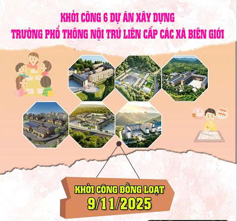 Khởi công 6 dự án xây dựng Trường phổ thông nội trú liên cấp các xã biên giới