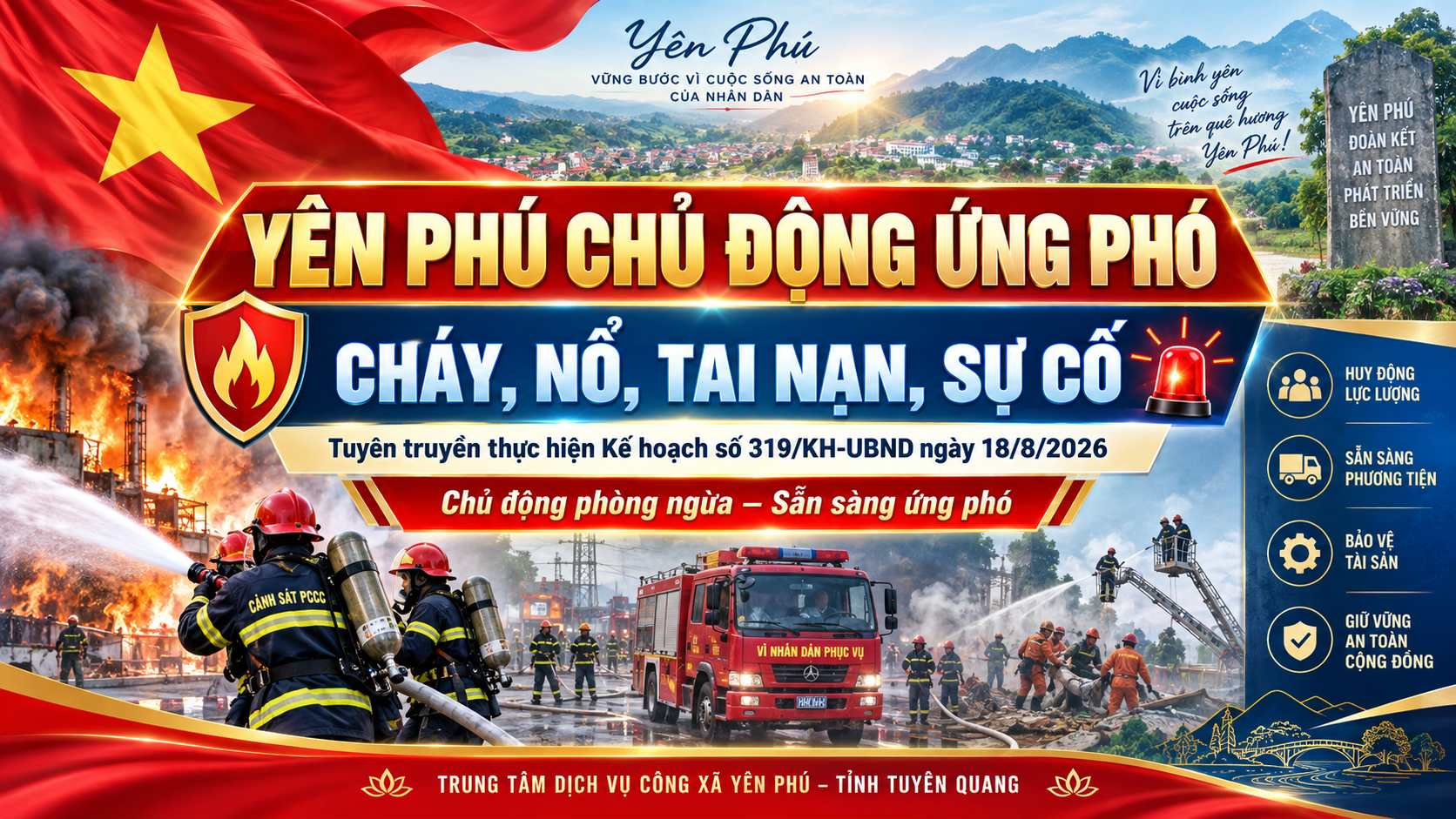 CHỦ ĐỘNG LỰC LƯỢNG, PHƯƠNG TIỆN SẴN SÀNG ỨNG PHÓ CÁC TÌNH HUỐNG CHÁY, NỔ, TAI NẠN, SỰ CỐ