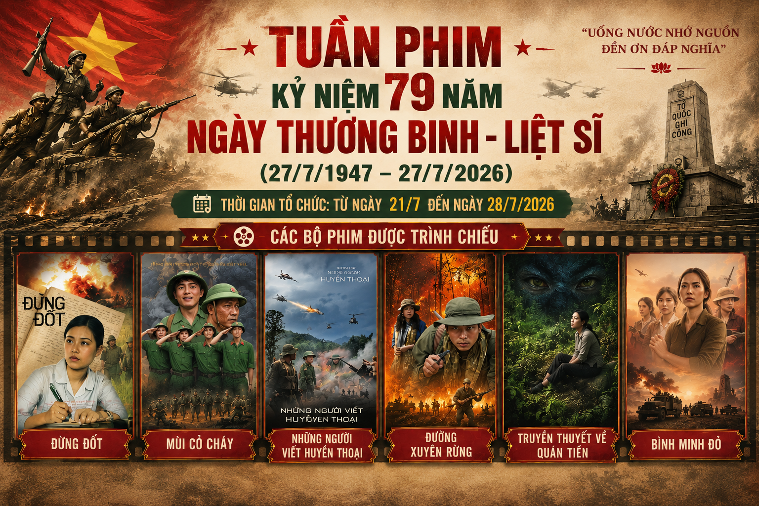 Tổ chức Tuần phim kỷ niệm 79 năm Ngày Thương binh - Liệt sĩ (27/7/1947 – 27/7/2026)