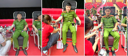 ĐOÀN VIÊN CHI ĐOÀN CÔNG AN XÃ TÂN TRÀO TÍCH CỰC THAM GIA HIẾN MÁU TÌNH NGUYỆN