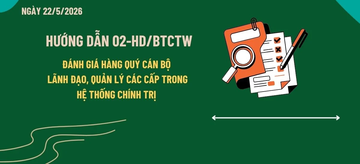 [infographics] - Hướng dẫn số 02-HD/BTCTW ngày 22/5/2026 của Ban Tổ chức Trung ương về một số nội dung về việc đánh giá định kỳ hằng quý đối với cán bộ lãnh đạo, quản lý các cấp trong hệ thống chính trị