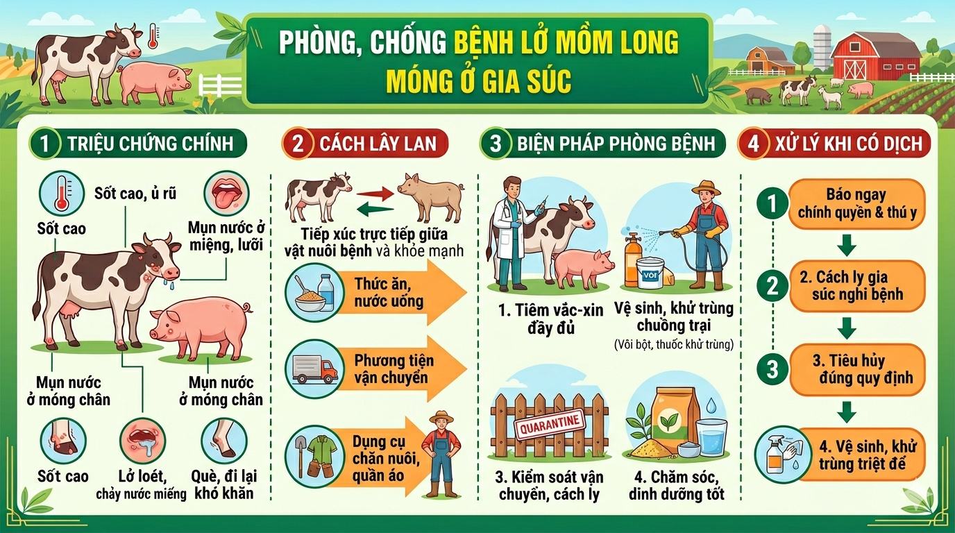 PHÒNG, CHỐNG BỆNH LỠ MỒM LONG MÓNG