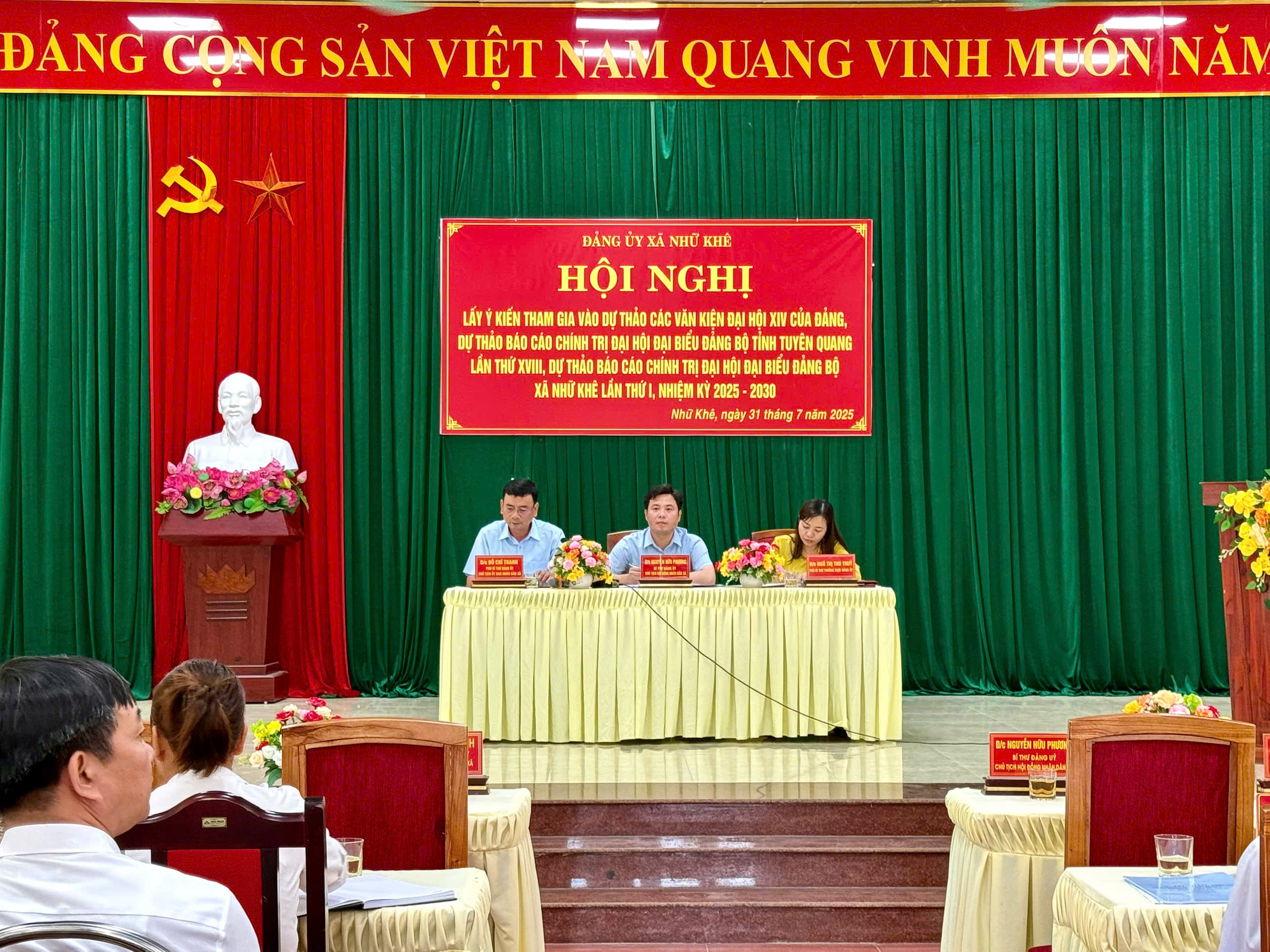 ĐẢNG ỦY XÃ NHỮ KHÊ TỔ CHỨC HỘI NGHỊ LẤY Ý KIẾN THAM GIA VÀO DỰ THẢO CÁC VĂN KIỆN ĐẠI HỘI ĐẢNG BỘ CÁC CẤP, NHIỆM KỲ 2025 – 2030