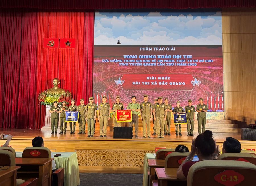 Xã Bắc Quang xuất sắc giành giải Nhất Hội thi lực lượng tham gia bảo vệ an ninh, trật tự ở cơ sở giỏi tỉnh Tuyên Quang năm 2026 