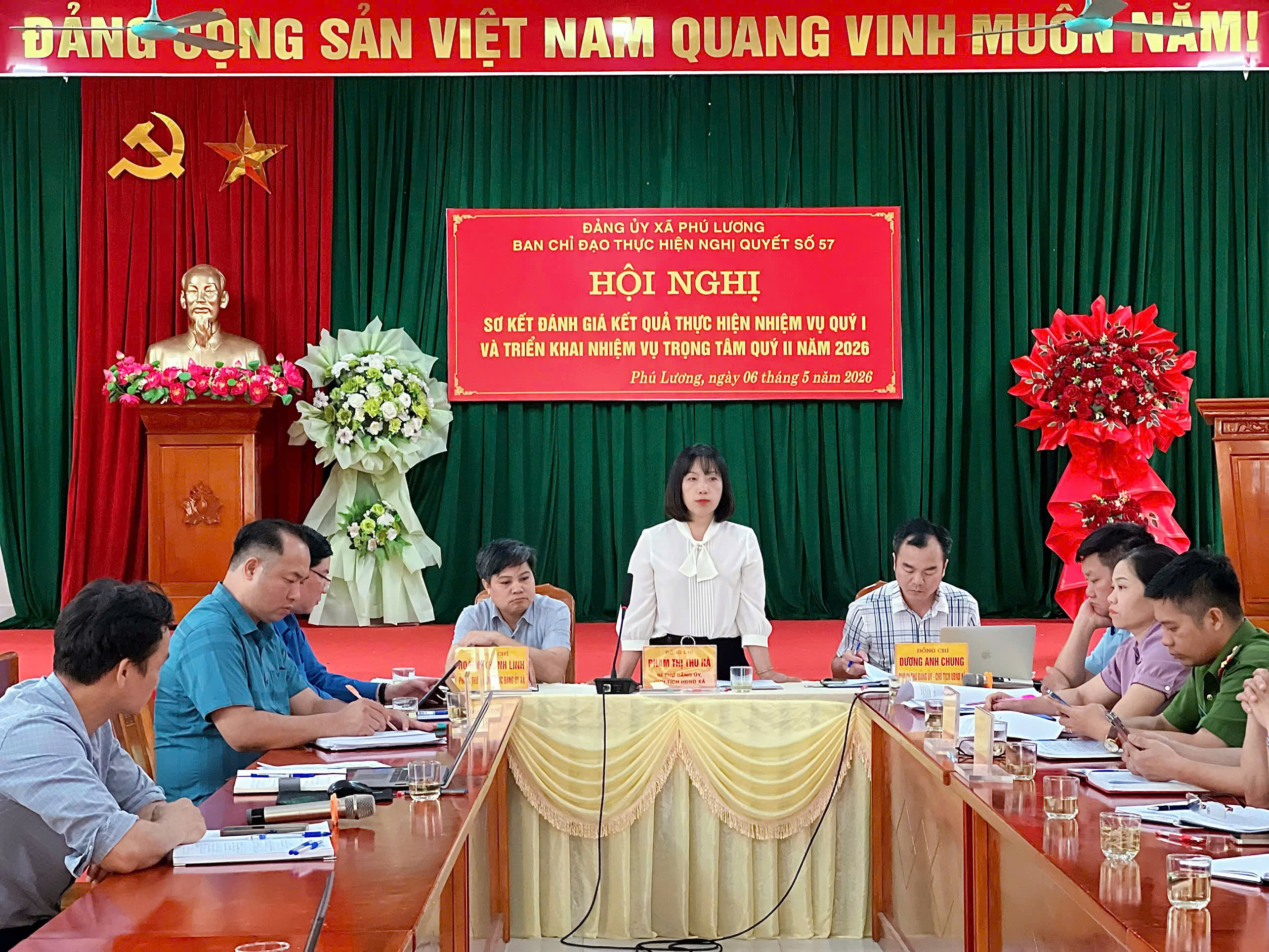 XÃ PHÚ LƯƠNG TỔ CHỨC HỘI NGHỊ SƠ KẾT QUÝ I BAN CHỈ ĐẠO THỰC HIỆN NGHỊ QUYẾT 57