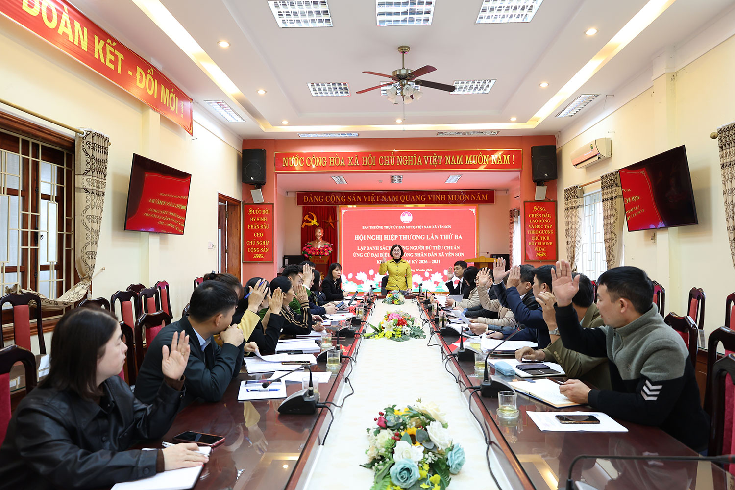 Hội nghị hiệp thương lần thứ ba lập danh sách những người đủ tiêu chuẩn ứng cử đại biểu HĐND xã Yên Sơn khoá II, nhiệm kỳ 2026-2031