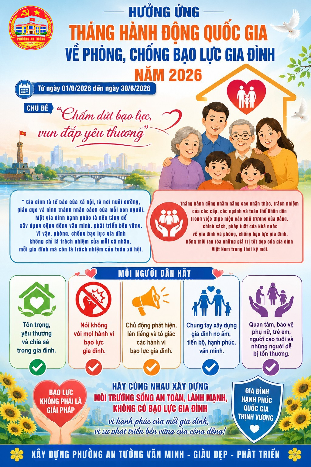 Phường An Tường hưởng ứng Tháng hành động quốc gia về phòng, chống bạo lực gia đình năm 2026