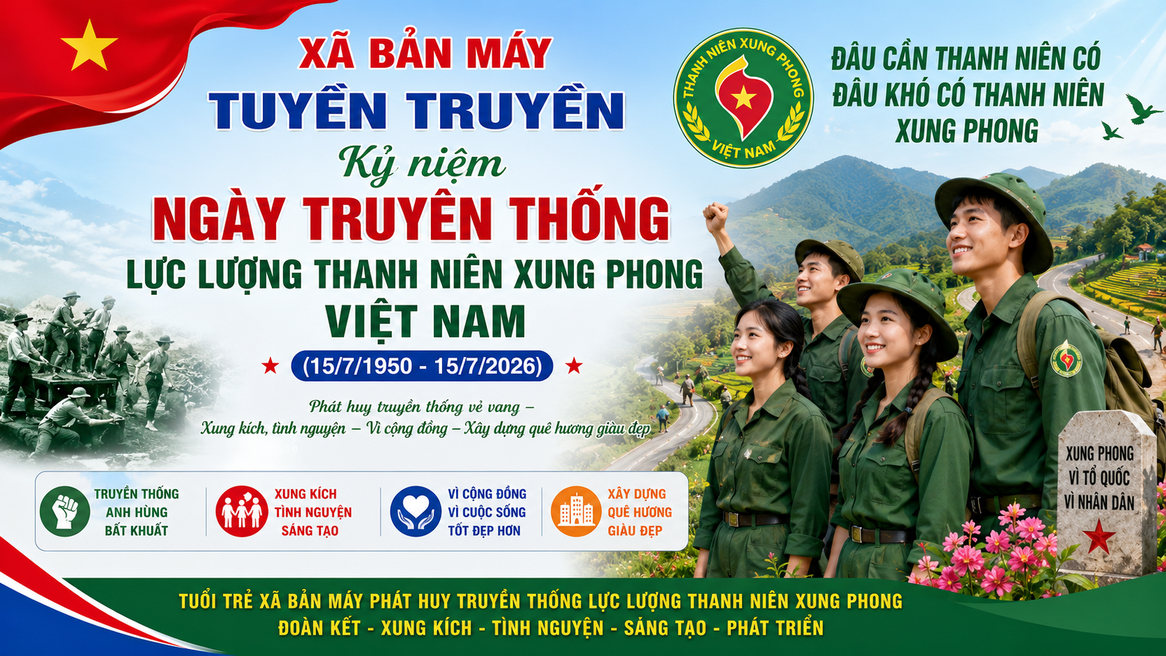 XÃ BẢN MÁY TUYÊN TRUYỀN KỶ NIỆM NGÀY TRUYỀN THỐNG LỰC LƯỢNG THANH NIÊN XUNG PHONG VIỆT NAM (15/7)