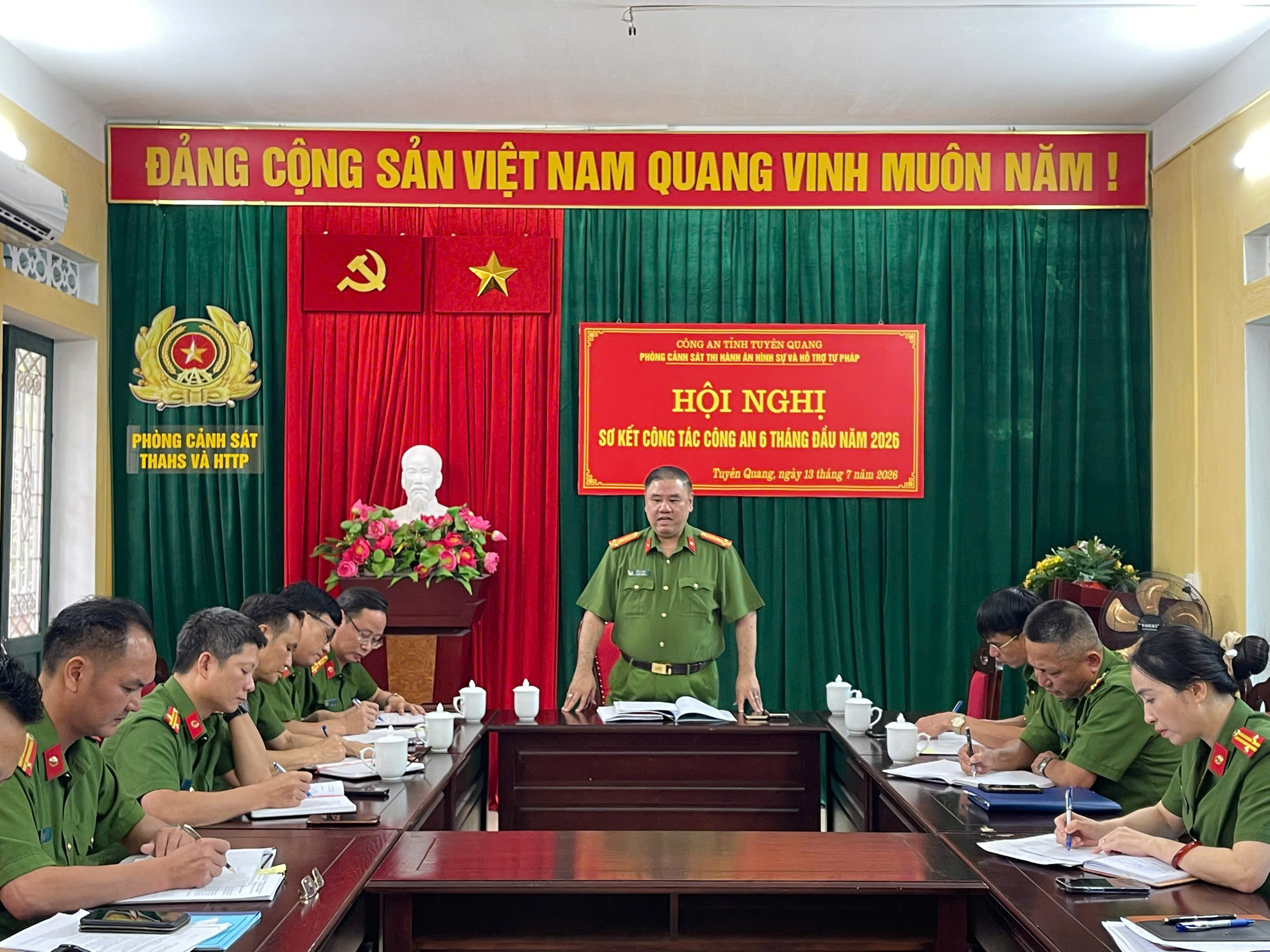 PHÒNG CẢNH SÁT THI HÀNH ÁN HÌNH SỰ VÀ HỖ TRỢ TƠ PHÁP TỔ CHỨC HỘI NGHỊ SƠ KẾT CÔNG TÁC 6 THÁNG ĐẦU NĂM 2026