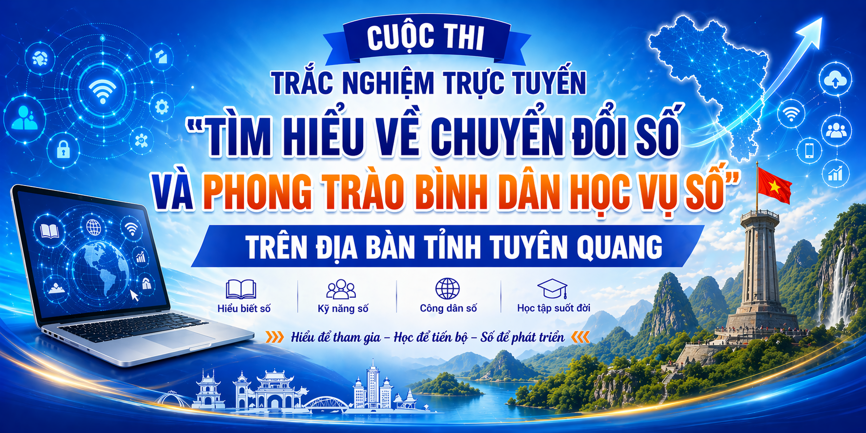 Tổ chức cuộc thi trắc nghiệm trực tuyến “Tìm hiểu về chuyển đổi số và phong trào Bình dân học vụ số" trên địa bàn tỉnh