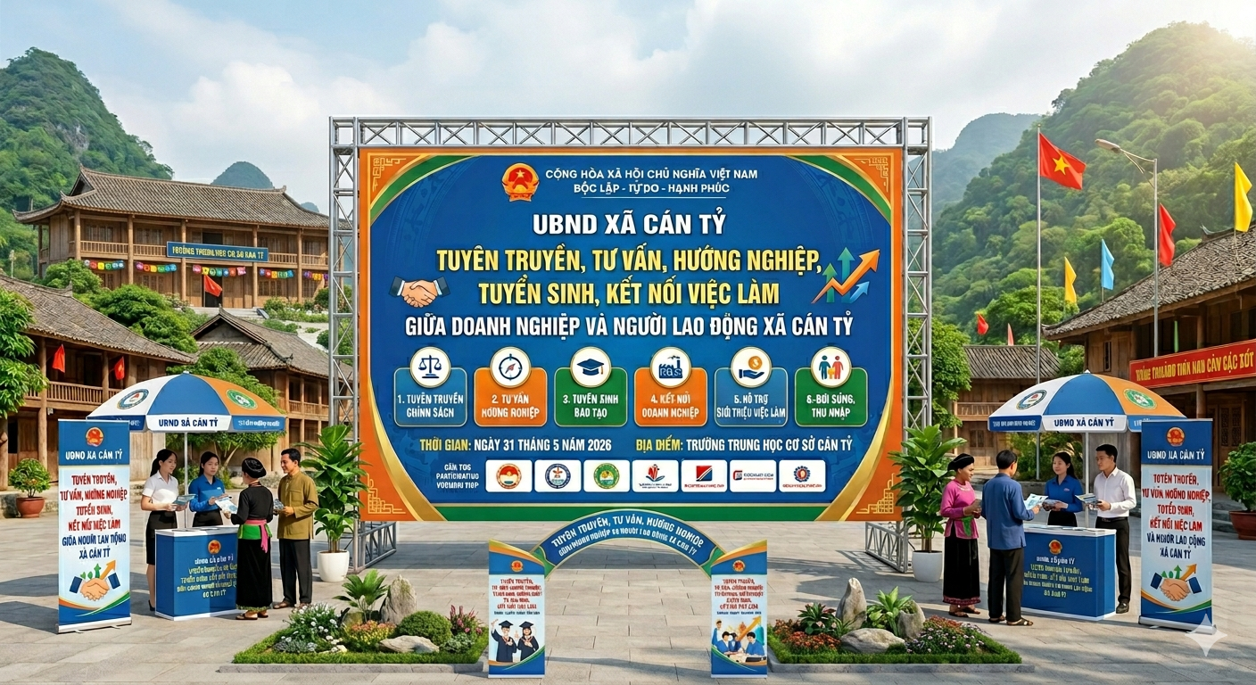THÔNG BÁO VỀ VIỆC TỔ CHỨC NGÀY HỘI TUYÊN TRUYỀN, TƯ VẤN, HƯỚNG NGHIỆP, TUYỂN SINH, KẾT NỐI VIỆC LÀM GIỮA DOANH NGHIỆP VÀ NGƯỜI LAO ĐỘNG XÃ CÁN TỶ LẦN THỨ NHẤT NĂM 2026