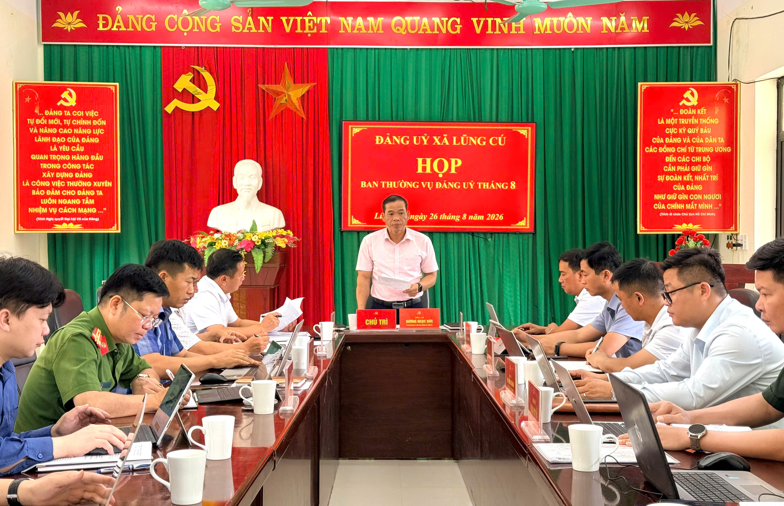 BAN THƯỜNG VỤ ĐẢNG ỦY XÃ LŨNG CÚ HỌP THÁNG 8, TRIỂN KHAI NHIỆM VỤ TRỌNG TÂM 
